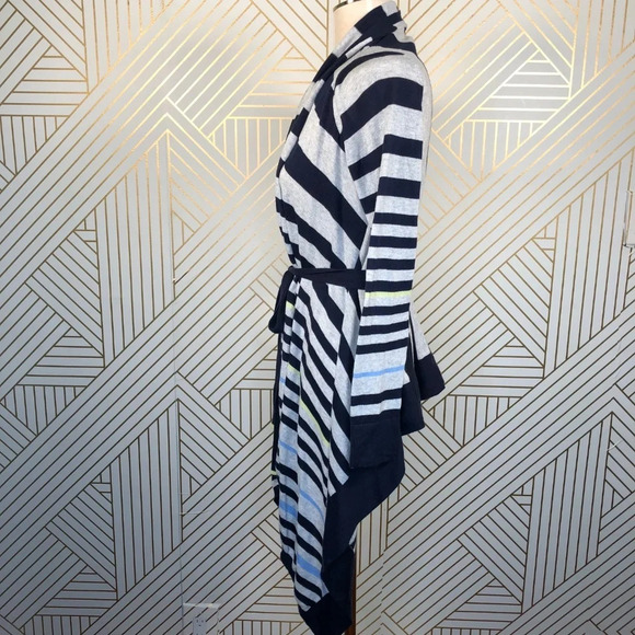 Anthropologie Moth Waterfall Sweater Cardigan Striped Tie Gray Blue Size XS‎ - Picture 6 of 8